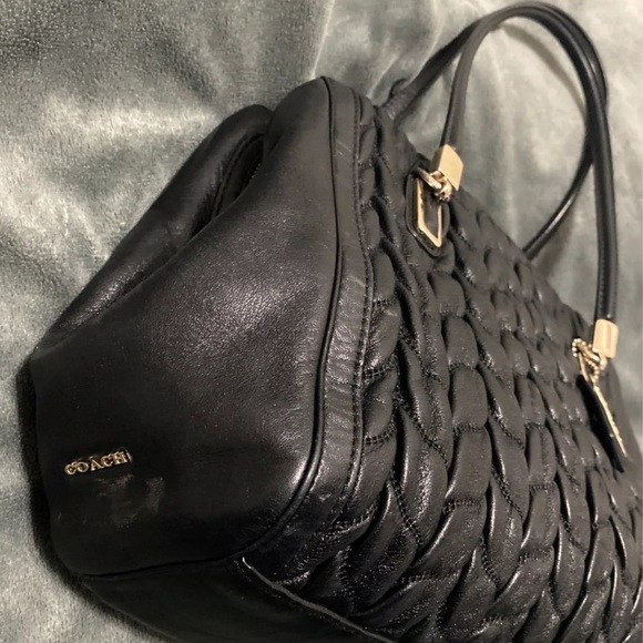 RARE COACH Madison gathered leather Chevron black shoulder bag - Picture 7 of 11